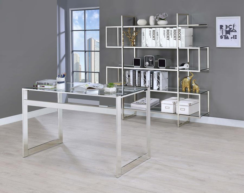 Elmer - 5-Shelf Bookshelf - Clear And Chrome