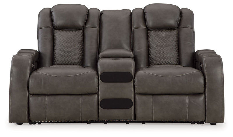 Fyne-dyme - Power Reclining Loveseat With Console/Adj Hdrst