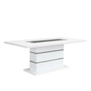Elizaveta - Dining Table With Pedestal Base - Faux Crystal Diamonds & White High Gloss