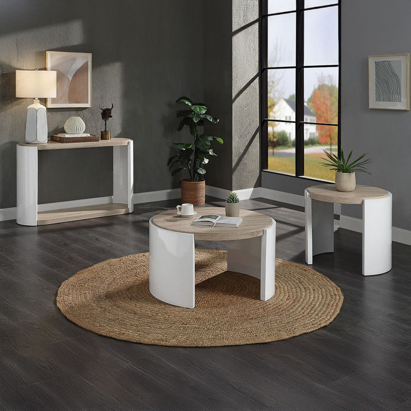 Zoma - End Table - Oak & White High