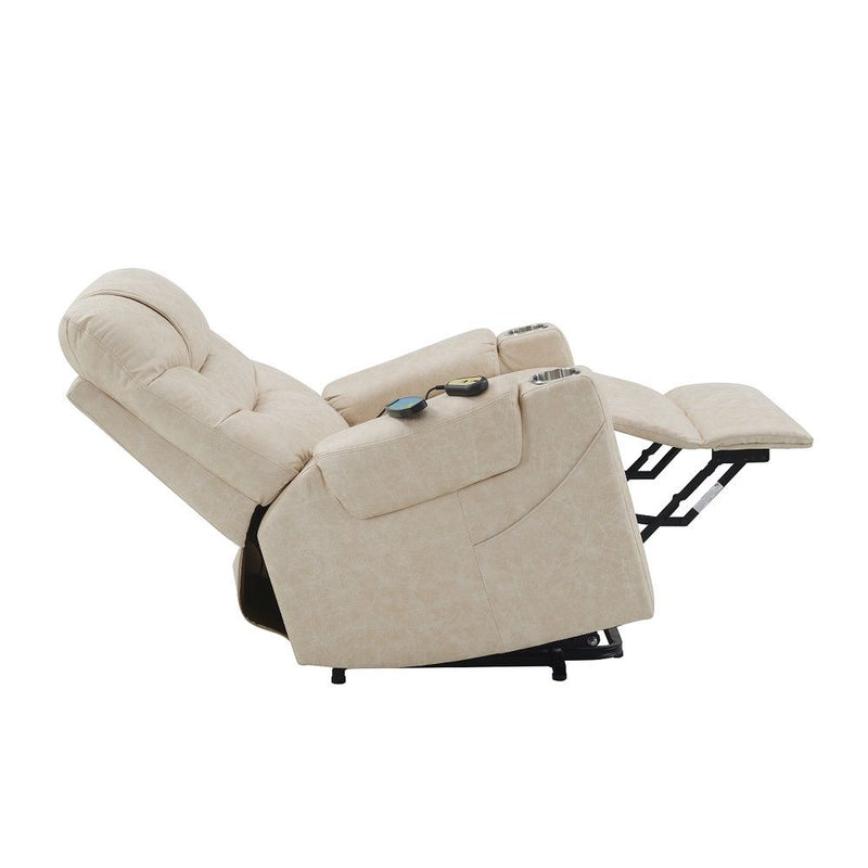 Nairi - Power Recliner With Lift & Heating & Massage - Light Gray