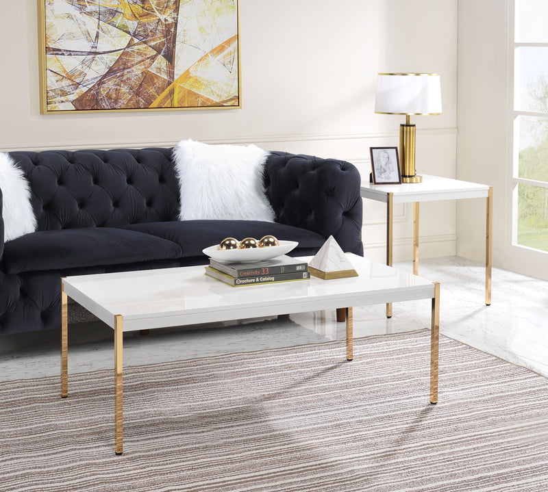 Otrac - Coffee Table - White & Gold Finish