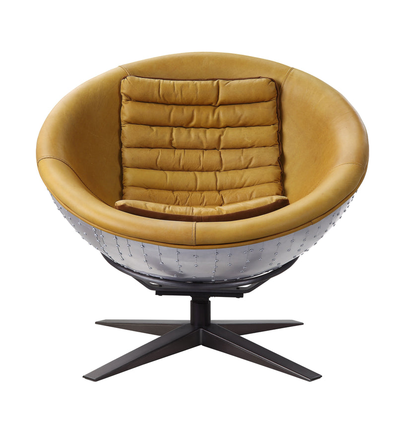 Brancaster - Accent Chair - Turmeric Top Grain Leather & Aluminum