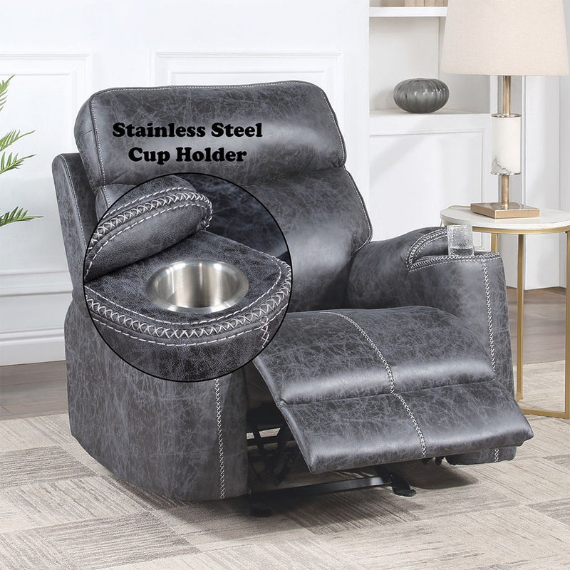 Hirah - Motion Glider Recliner - Dark Gray Polish Microfiber