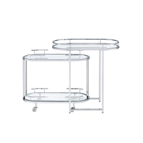 Piffo - Serving Cart - Clear Glass & Chrome Finish