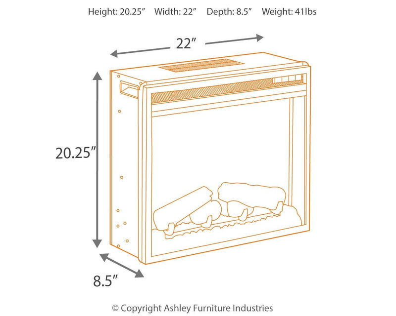 Dorrinson - Corner TV Stand With Fireplace Insert