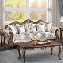 Pierce - Sofa With 5 Pillows - Beige Fabric & Cherry