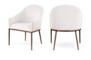 Ferro - Linen Textured Performance Fabric Upholstered Dining Arm Chair - Cream / Brushed Bronze