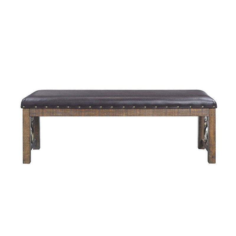 Raphaela - Bench - Black PU & Weathered Cherry Finish