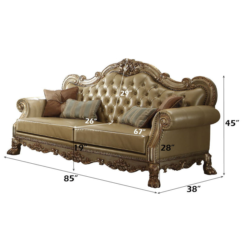 Dresden - Sofa - Bone PU & Gold Patina