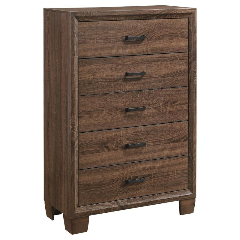 Brandon - 5-Drawer Bedroom Chest - Warm Brown