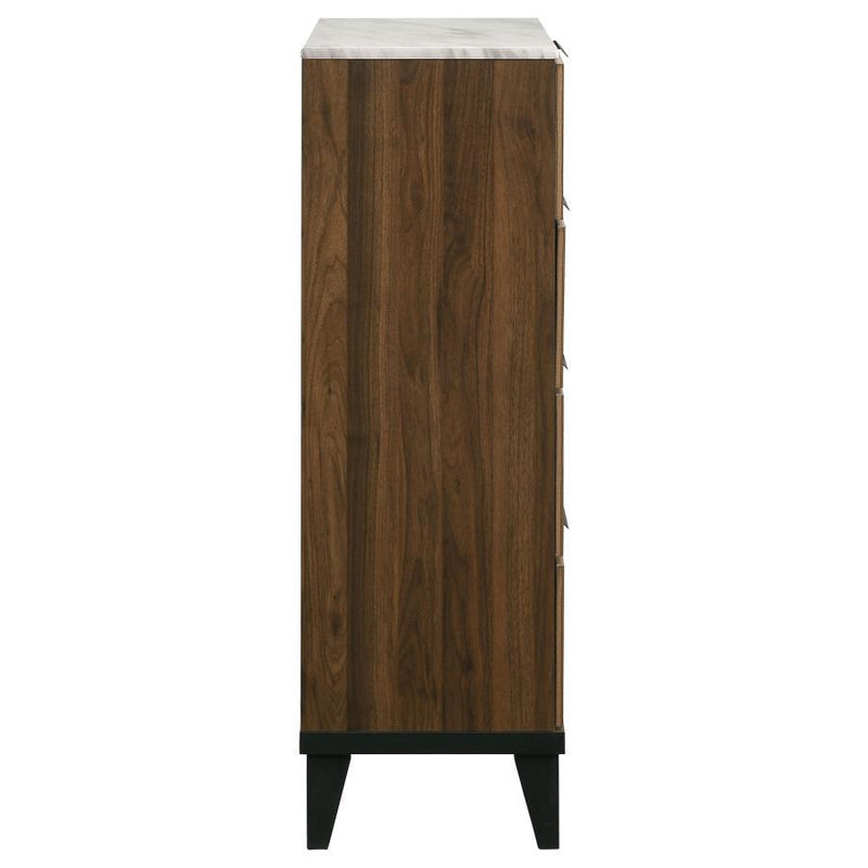 Mays - 4-Drawer Chest With Faux Marble Top - Walnut Brown