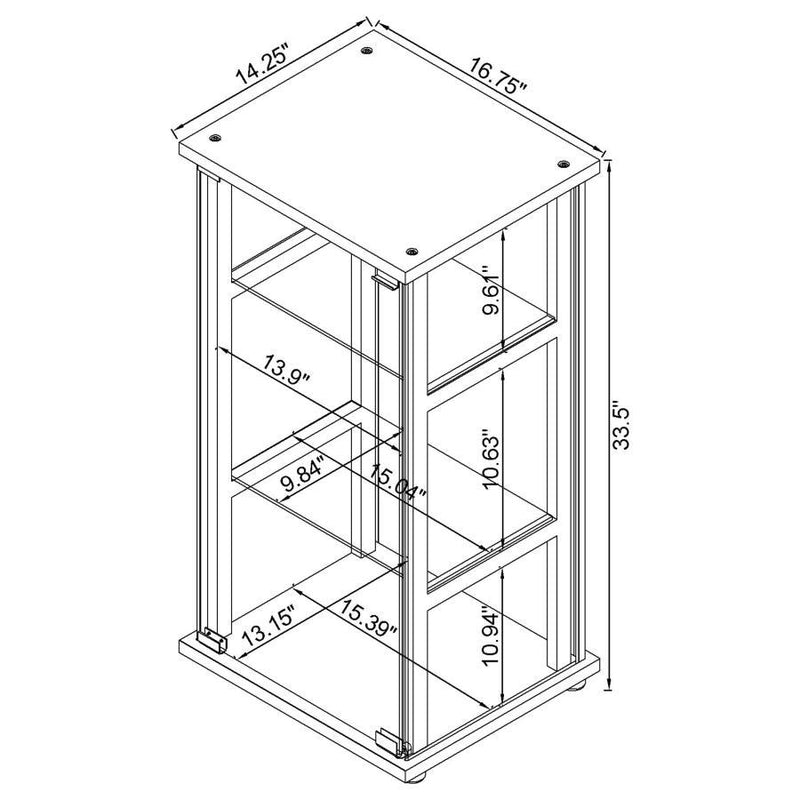 Cyclamen - 3-Shelf Glass Curio Cabinet - Black And Clear