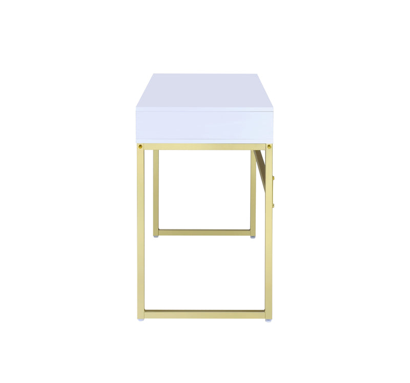 Coleen - Vanity Desk - White & Brass Finish