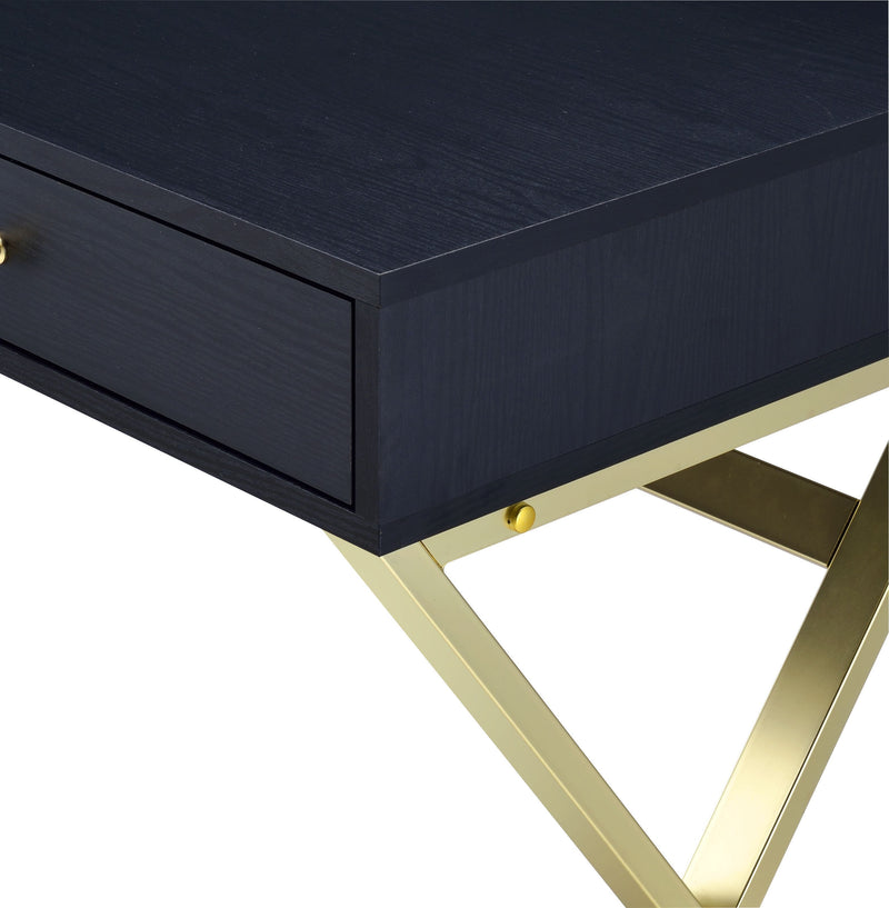 Coleen - Vanity Desk - Black & Brass Finish - 31"