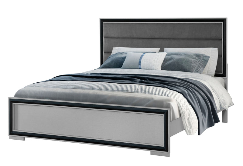 Amelia - Full Bed With LED - Gray Black