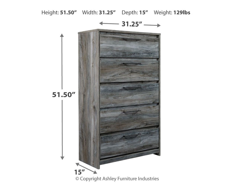 Baystorm - Gray - Five Drawer Chest