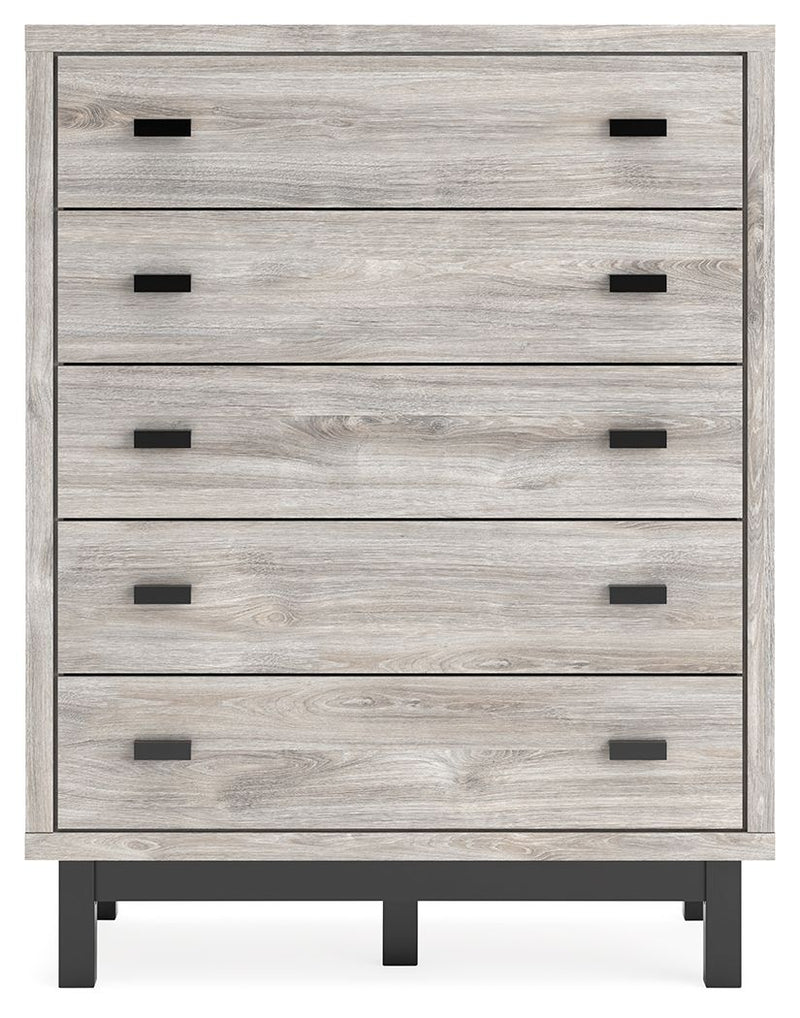 Vessalli - Black / Gray - Five Drawer Wide Chest