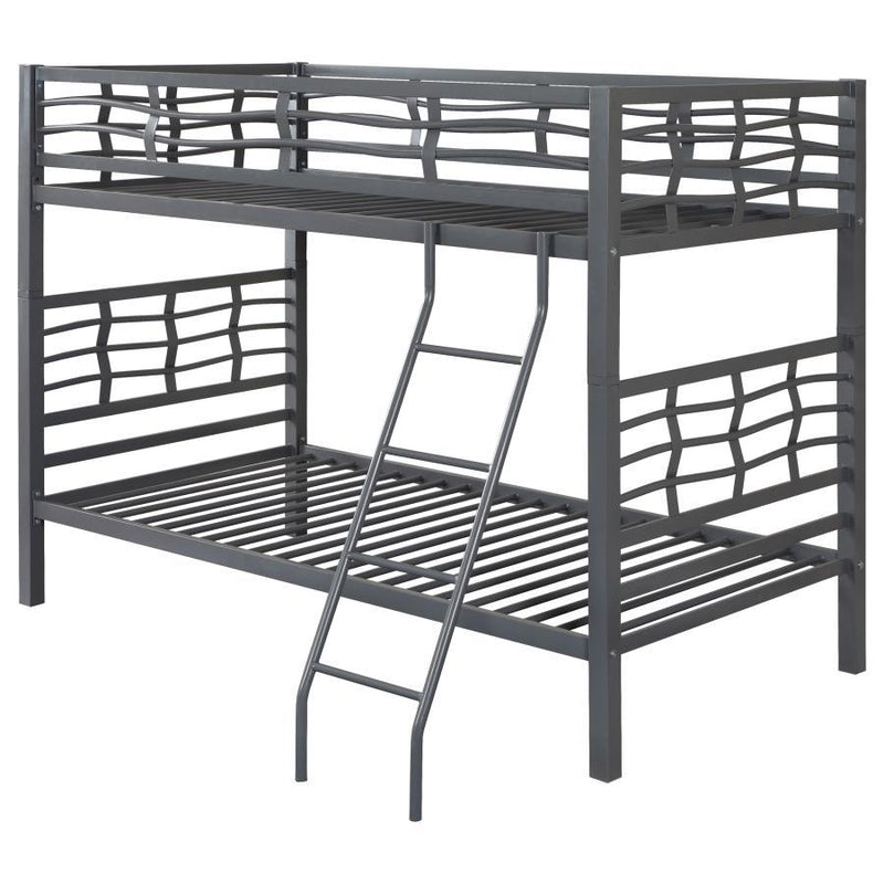 Fairfax - Metal Twin Over Twin Bunk Bed - Light Gunmetal