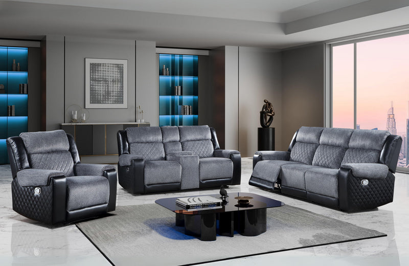 U5914 - Reclining Sofa / Console Reclining Loveseat / Recliner - Gray / Black