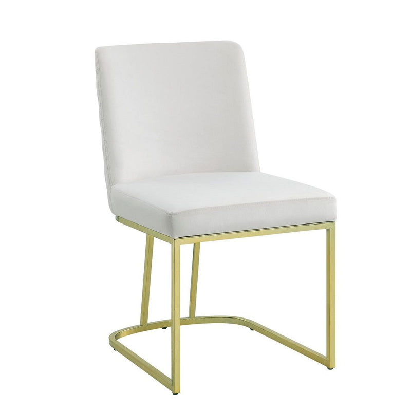 Zazie - Side Chair (Set of 2) - White Velvet & Gold