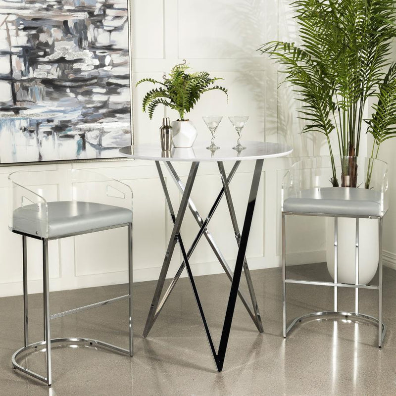 Bexter - Round Faux Marble Bistro Bar Table - Chrome