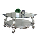 Versailles - 22" Coffee Table - Clear Glass & Antique Platinum