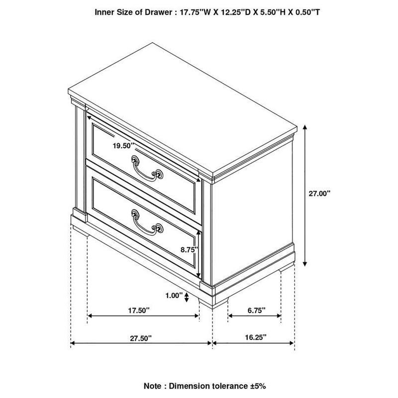 Hillcrest - 2-Drawer Nightstand - Distressed White