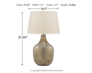 Mari - Glass Table Lamp  - Gray / Gold Finish