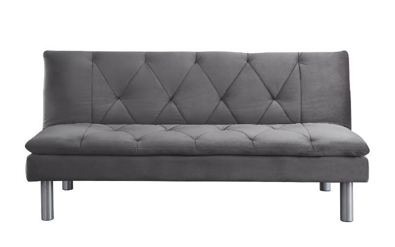 Cilliers - Futon - Gray Velvet & Chrome Finish