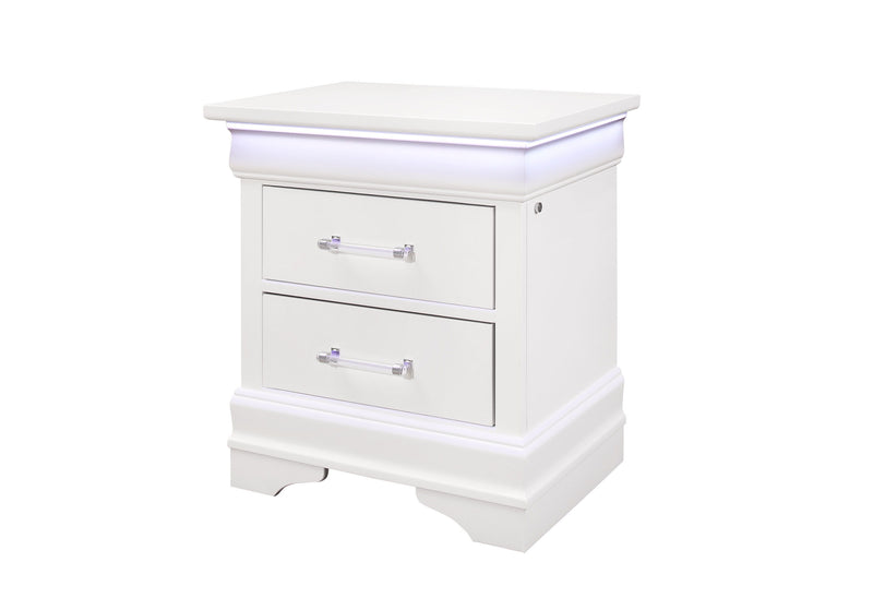 Charlie - Nightstand With LED - White