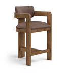 Sacha - Vegan Leather Upholstered Counter Stool With Brown Base