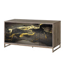 Payo - Console Cabinet - Black Marble Print Oak & Champagne