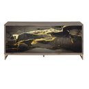 Payo - Console Cabinet - Black Marble Print Oak & Champagne
