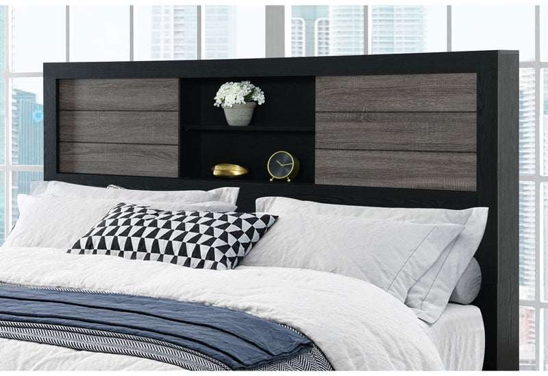 Lisbon - Queen Bookcase Bed - Gray / Black