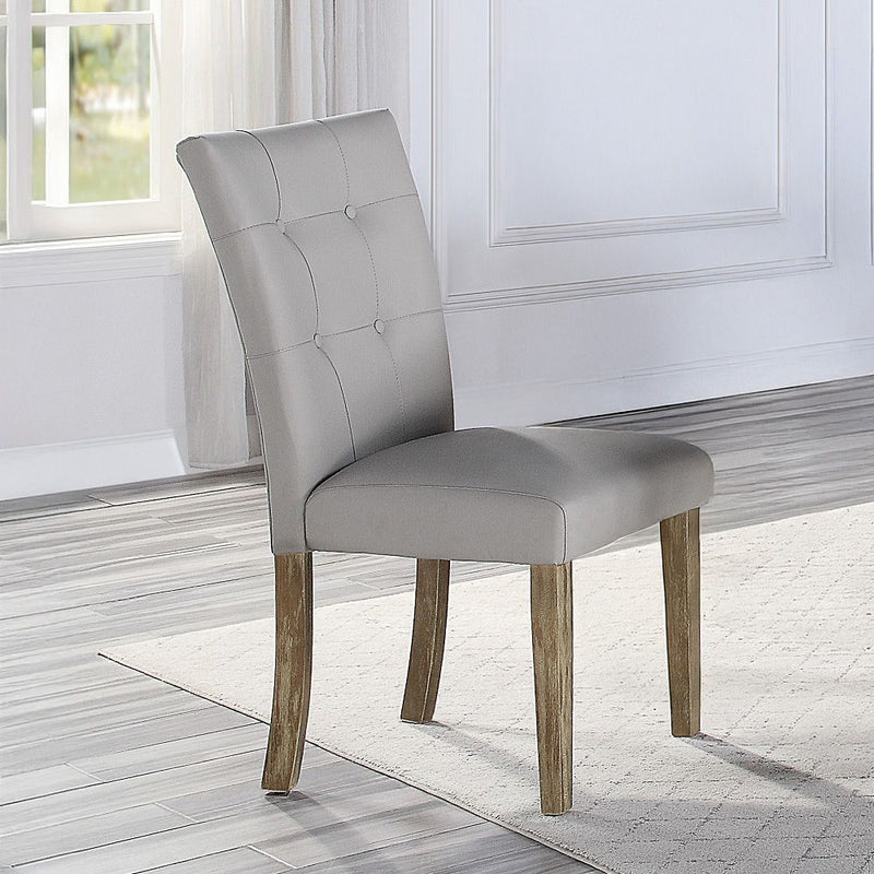 Charnell - Side Chair (Set of 2) - Gray Synthetic Leather & Oak