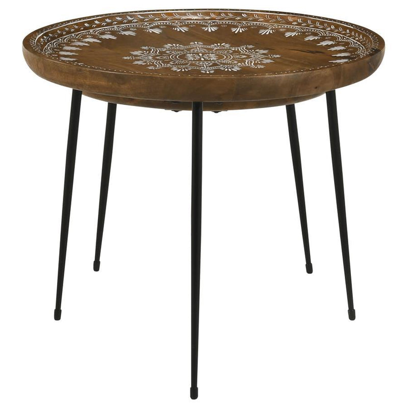 Nuala - 2 Piece Round Mango Wood Nesting Tables - Honey