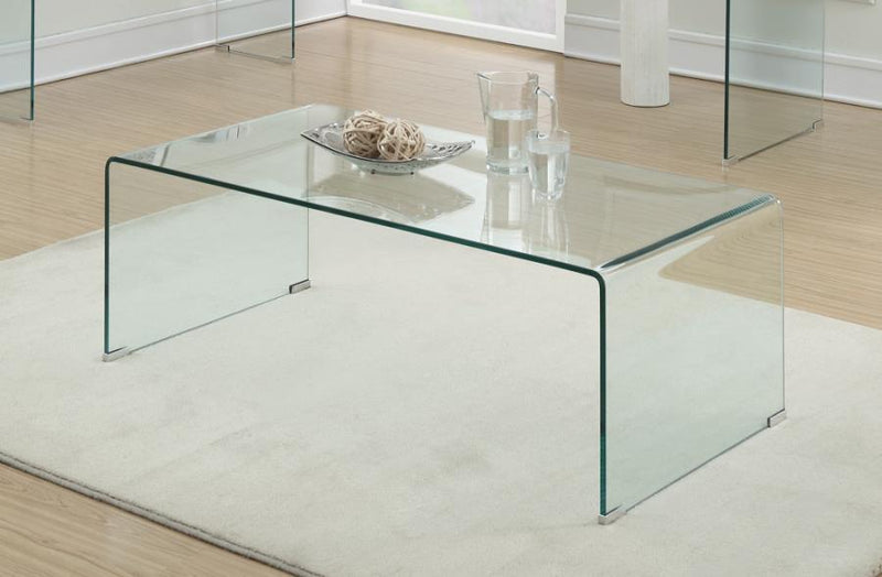 Ripley - Rectangular Tempered Bent Glass Coffee Table - Clear