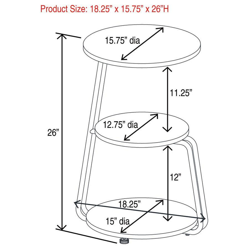 Hilly - 3-Tier Round Accent Side Table - White And Black