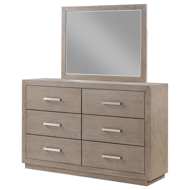 Kenora - 6 Drawers Dresser and Mirror - Barley Brown