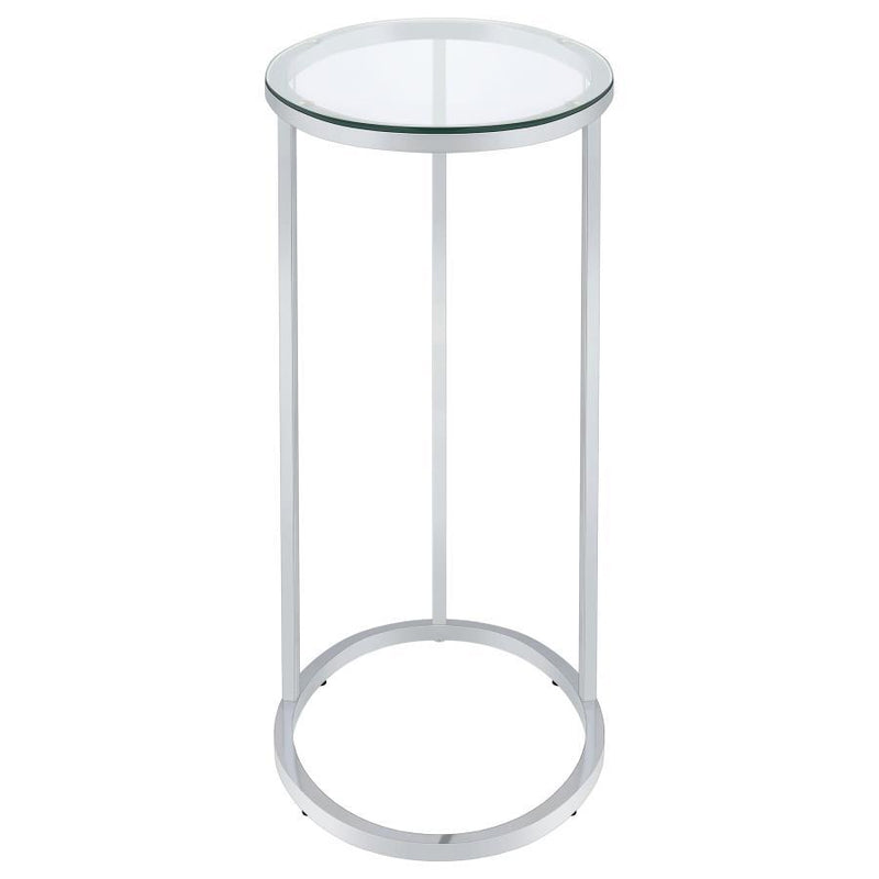 Kyle - Oval Glass Top C-Shaped Sofa Side Table - Chrome