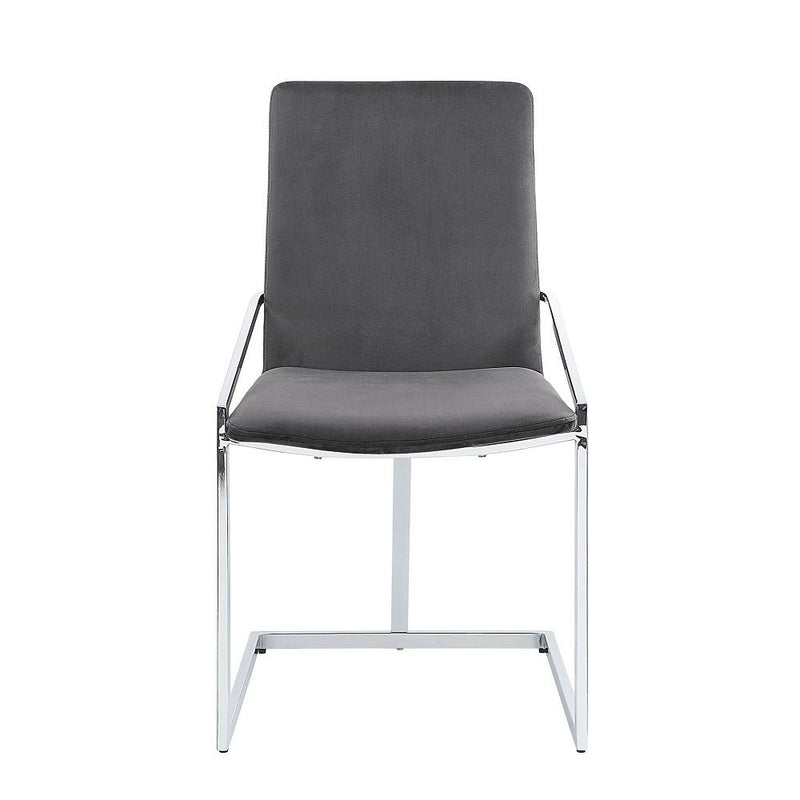 Zlatan - Side Chair (Set of 2) - Gray Velvet & Chrome