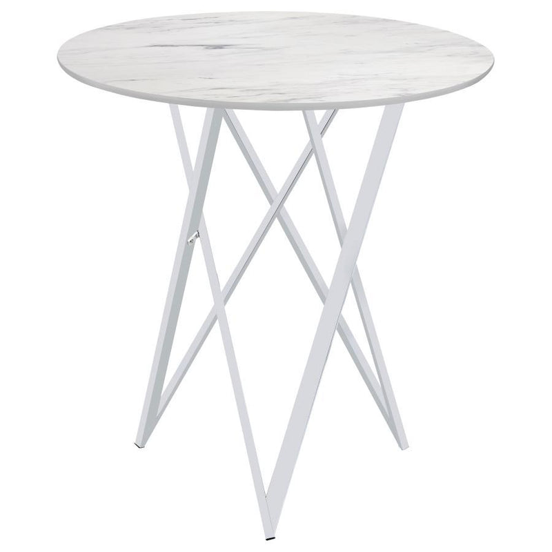 Bexter - Round Faux Marble Bistro Bar Table - Chrome