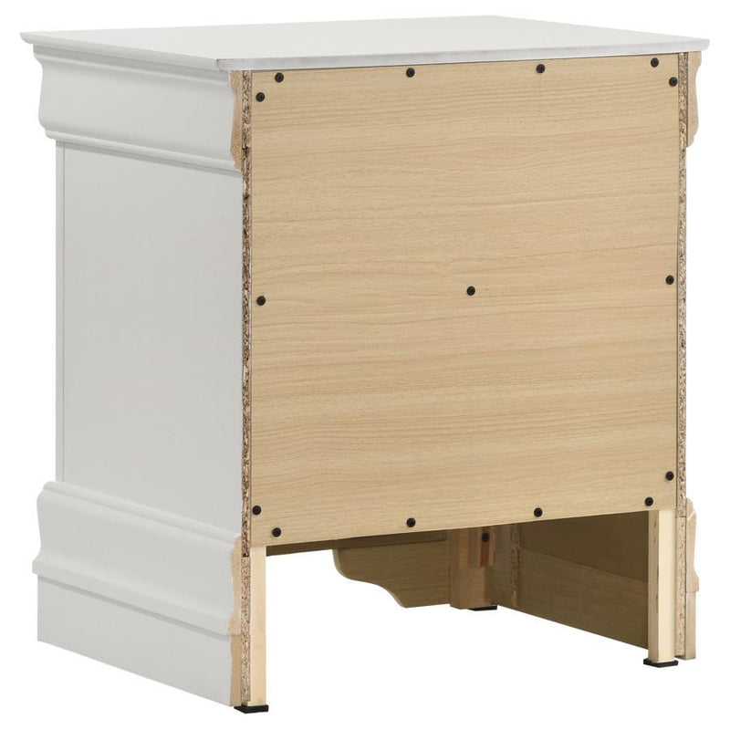 Louis Philippe - 2 Drawers Nightstand Bedside Table - White