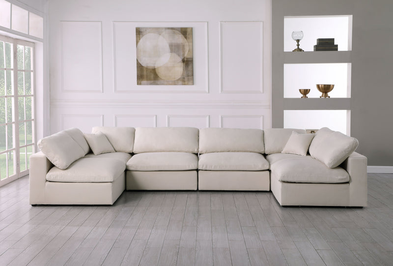 Plush - Velvet Standart Comfort Modular Sectional 6 Piece - Cream