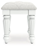Kozlani - Vanity Upholstered Stool - White