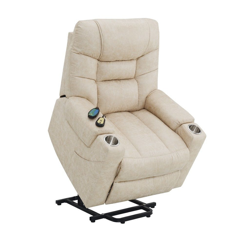 Nairi - Power Recliner With Lift & Heating & Massage - Light Gray