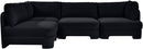 Hammond - Velvet Performance Fabric Upholstered 4 Piece Armless Sectional
