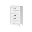 Kerisden - Five Drawer Chest - White / Brown