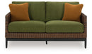 Horizon Hall - Loveseat With Cushion - Brown / Green